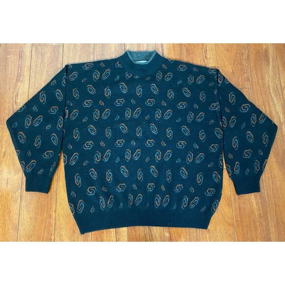 Alessandro B. Other - VTG 90s Men Alessandro B. mock neck wool blend geometric pullover sweater XL
